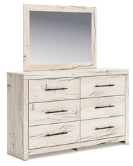 Lawroy Twin Panel Bed with Storage, Dresser and Mirror
