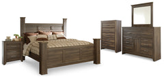 Juararo King Poster Bed, Dresser, Mirror, Chest and Nightstand