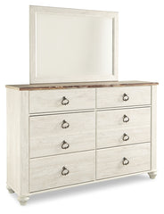 Willowton King Sleigh Bed, Dresser, Mirror and Chest