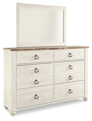 Willowton Full Panel Bed, Dresser, Mirror, 2 Chests and nightstand
