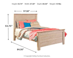 Willowton Full Panel Bed and Nightstand