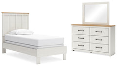 Linnocreek Twin Panel Bed, Dresser and Mirror