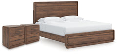 Fortlorn King Panel Bed and 2 Nightstands