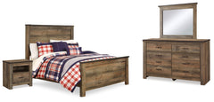 Trinell Full Panel Bed, Dresser, Mirror and Nightstand