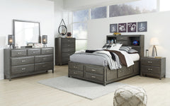 Caitbrook Full Storage Bed with Mirrored Dresser