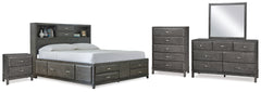 Caitbrook Queen Storage Bed, Dresser, Mirror, Chest and Nightstand