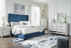 Coralayne King Upholstered Bed, Dresser, Mirror, Chest and 2 Nightstands
