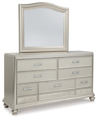 Coralayne Queen Upholstered Bed, Dresser, Mirror, Chest and Nightstand