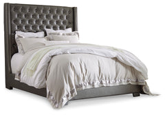 Coralayne Queen Upholstered Panel Bed, Dresser and Nightstand