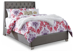 Coralayne Full Upholstered Panel Bed, Dresser, Mirror, Chest and Nightstand