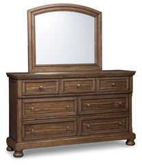 Flynnter Queen Sleigh Storage Bed, Dresser, Mirror and Nightstand