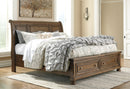 Flynnter California King Sleigh Bed with 2 Storage Drawers