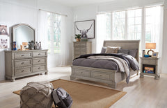 Lettner Full Sleigh Storage Bed, Dresser and Mirror