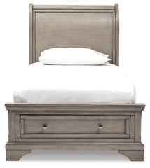 Lettner Twin Sleigh Storage Bed, Dresser and Mirror