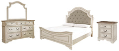 Realyn King Bed with Mirrored Dresser and Nightstand