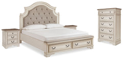 Realyn King Storage Bed, Chest and 2 Nightstands