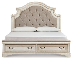 Realyn King Panel Storage Bed, Dresser, Mirror and 2 Nightstands