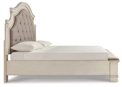 Realyn King Upholstered Panel Storage Bed and 2 Nightstands