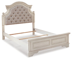Realyn Full Panel Bed, Dresser, Mirror, 3-Piece Vanity and Nightstand