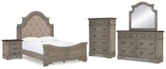 Lodenbay Queen Upholstered Panel Bed, Dresser, Mirror, Chest and Nightstand