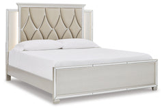 Lindenfield King Upholstered Panel Bed, Dresser Mirror and Nightstand