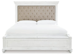 Kanwyn King Upholstered Storage Bed, Dresser, Mirror and Nightstand