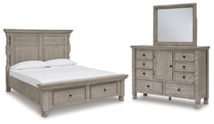 Harrastone California King Panel Bed, Dresser and Mirror