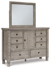 Harrastone King Panel Bed, Dresser and Mirror