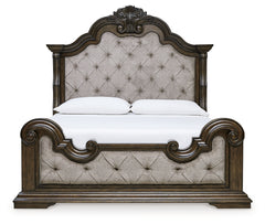Maylee King Upholstered Bed, Dresser, Mirror and 2 Nightstands