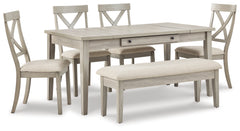 Parellen Dining Table, 4 Chairs and Bench