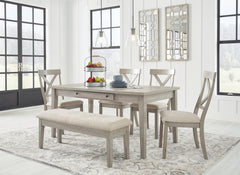 Parellen Dining Table, 4 Chairs and Bench