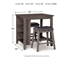 Caitbrook Counter Height Dining Table and Bar Stools (Set of 3)