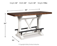 Valebeck Counter Height Dining Table, 6 Barstools and Server