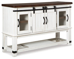 Valebeck Counter Height Dining Table, 6 Barstools and Server