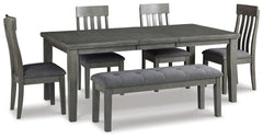 Hallanden Dining Table, 4 Chairs, and Bench