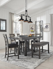 Myshanna Counter Height Dining Table, 4 Barstools and Bench