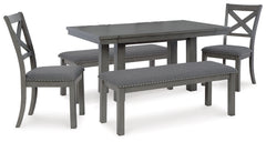 Myshanna Dining Table, 2 Chairs and 2 Benches