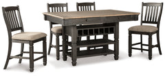 Tyler Creek Counter Height Table with 4 Barstools, Server and Display Cabinet