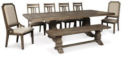 Wyndahl Dining Table with 6 Chairs and Bench