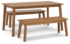 Janiyah Outdoor Dining Table with 2 Benches