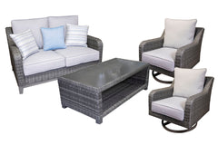 Elite Park Outdoor Loveseat, 2 Lounge Chairs and Coffee Table