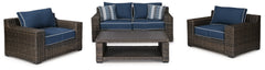 Grasson Lane Outdoor Loveseat, 2 Lounge Chairs and Coffee Table