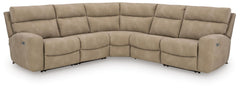 Next-Gen Durapella - 5-Piece Power Reclining Sectional - Sand - Faux Leather