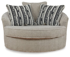 Calnita - Oversized Swivel Accent Chair - Fabric - Sisal