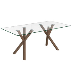 Stark/Cora - 7 Piece Dining Set - Walnut / Beige