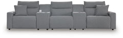 Modmax II - 5-Piece Power Reclining Sectional With Power Armless Recliner And 2 Consoles - Salt And Pepper - Next-Gen Nuvella