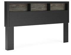 Broachmyn - Lighted King Bookcase Headboard - Black / Gray - Wood