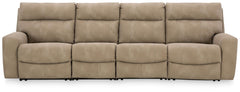 Next-Gen Durapella - 4-Piece Power Reclining Sectional With 2 Power Armless Recliners - Sand - Faux Leather