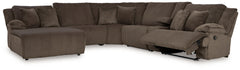 Top Tier - 6-Piece Reclining Sectional With Laf Press Back Chaise - Fabric - Chocolate