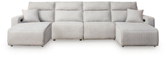 Modmax II - 4-Piece Power Reclining Sectional With 2 Power Armless Recliners And Double Chaise - Stone - Next-Gen Nuvella